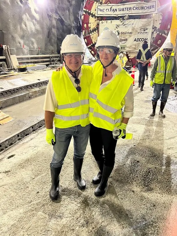 Jina touring the Narragansett Bay Commission's clean water tunnel project